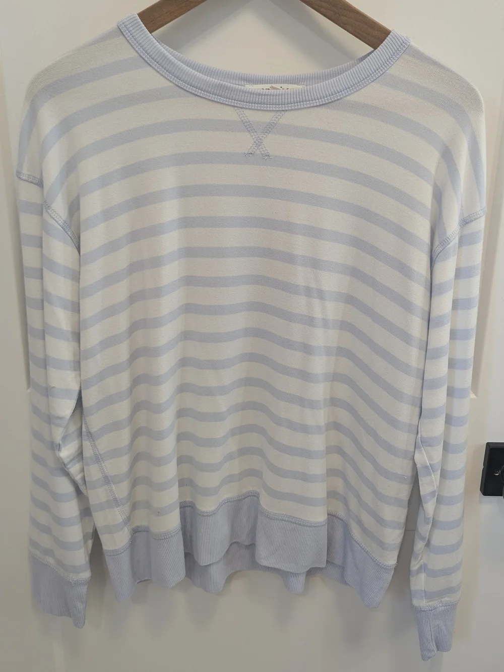 Workshop Republic Clothing Light Blue and White Striped Crewneck Sweatshirt - Picture 2 of 8